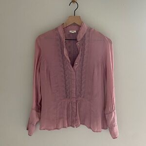 J. Jill powder pink semi sheer long sleeved blouse size XS
